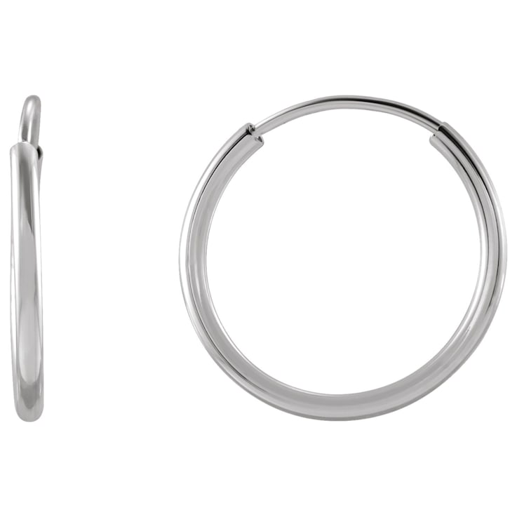 14K White Gold 12 mm Flexible Endless Huggie Hoop Earrings for Women