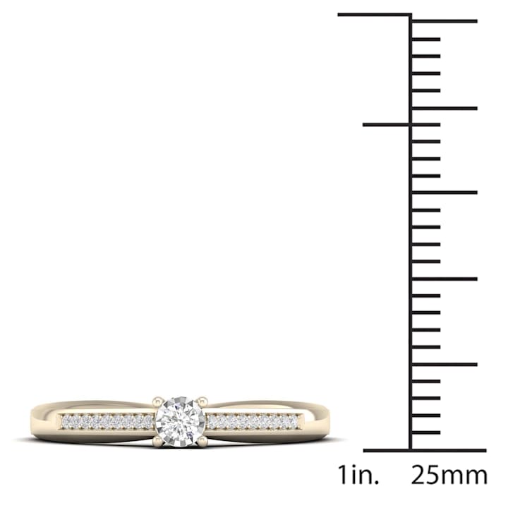 10K Yellow Gold .10ctw Round Diamond Solitaire Engagement Ring (Color
H-I, Clarity I2)