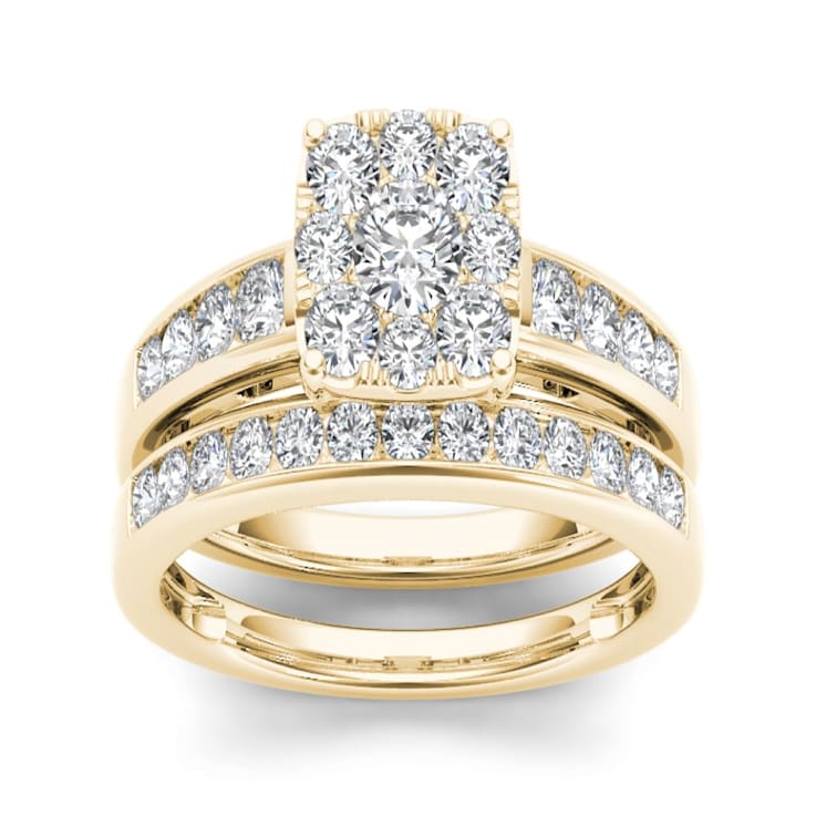 Diamond2Deal 10K Yellow  Gold 1.0ctw Round Diamond Ladies Bridal Halo
Engagement Ring