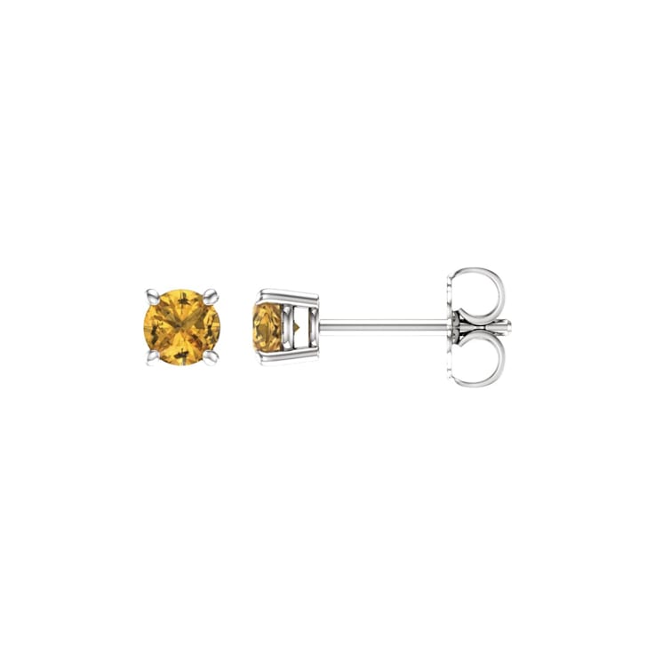 14K White Gold 4 mm Yellow Sapphire Stud Earrings for Women with
Friction Post