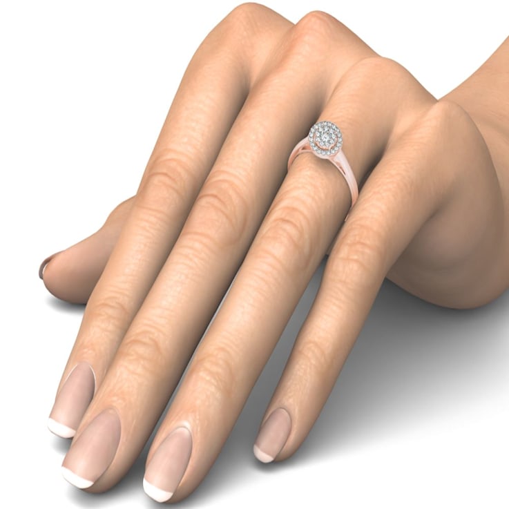 10K Rose Gold .33ctw Diamond Halo Engagement Wedding Ring (
I2-Clarity-H-I-Color )