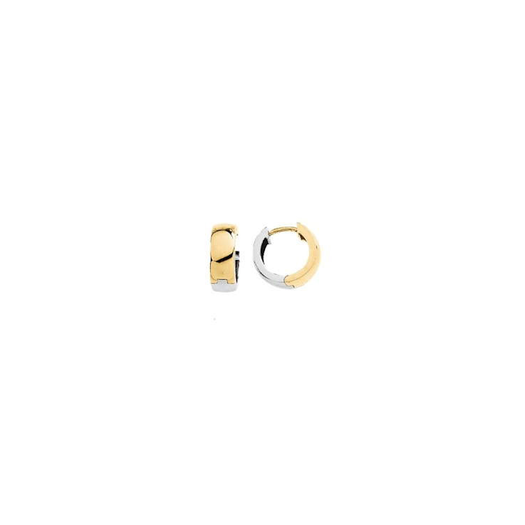 14k Yellow Gold and White 14 mm Hinged Hoop Earrings for Women
