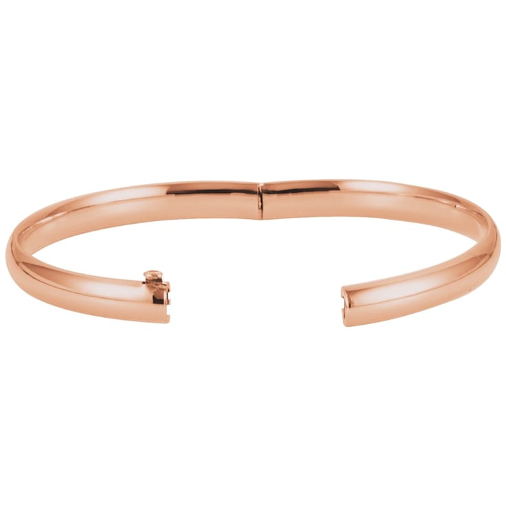 Diamond2Deal 14K Rose Gold 6.5 mm Hinged Bangle Bracelet for Women