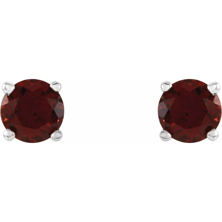 14K White Gold 4 mm Mozambique Garnet Stud Earrings for Women with
Friction Post