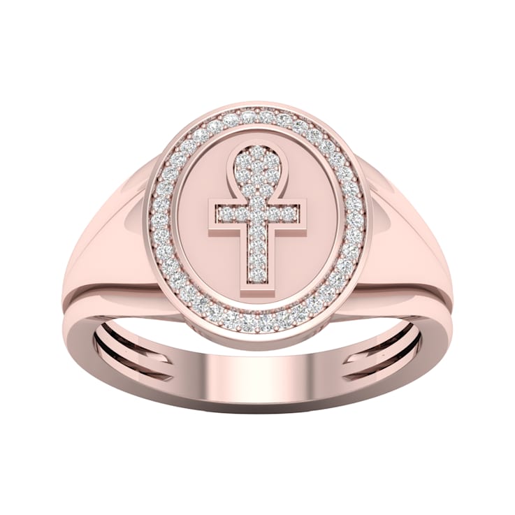 10K Rose Gold .15ctw Round Diamond Cross Band Ring (0.15cttw, Color H-I,
Clarity I2)