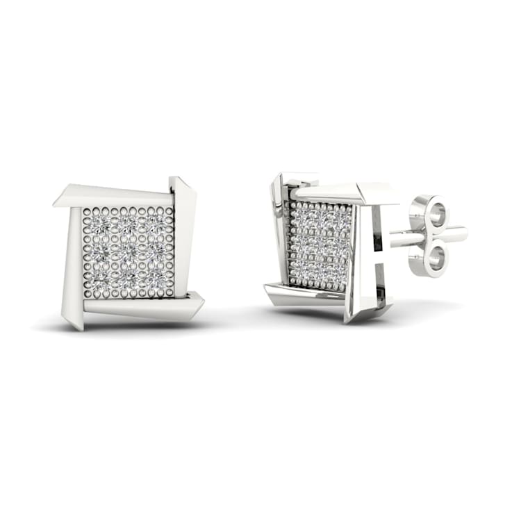 10k White Gold Round Diamond Womens Stud Earrings ( H-I Color, I2
Clarity )