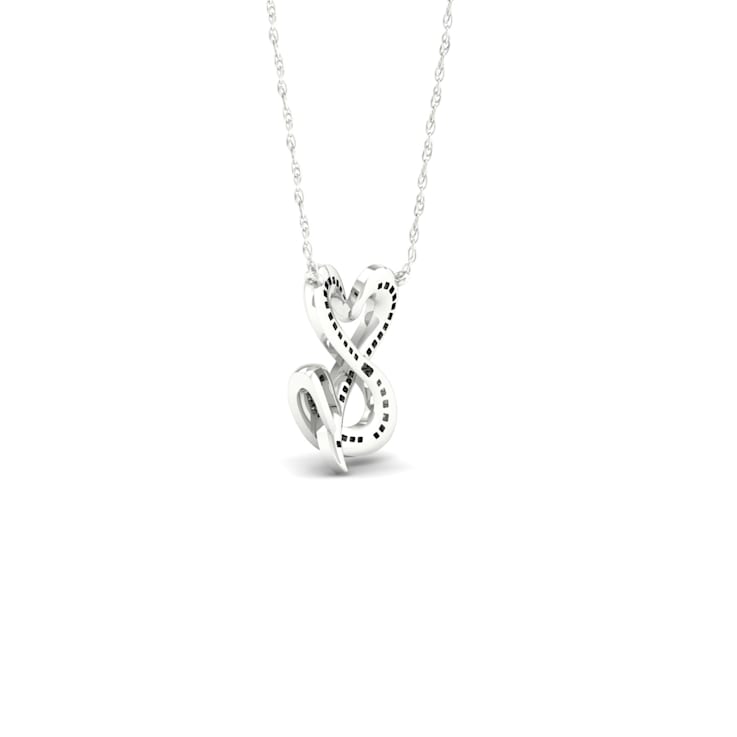 10k White Gold Diamond Double Heart Pendant With 18 Inch Chain (H-I
Color, I2 Clarity)(0.15ctw)