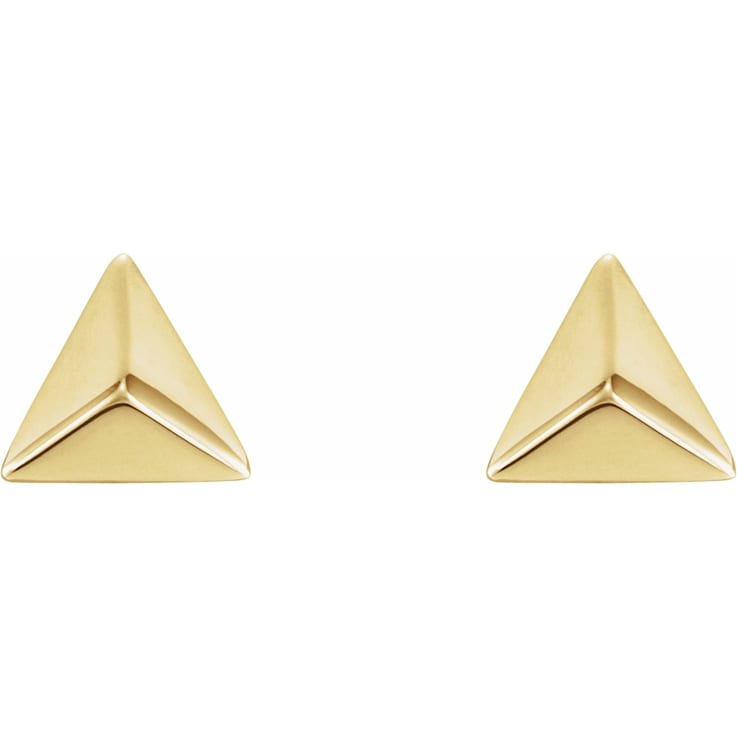 Stylori 18k 750 Yellow Gold Pyramid Button Stud Earrings for Women   Amazonin Fashion