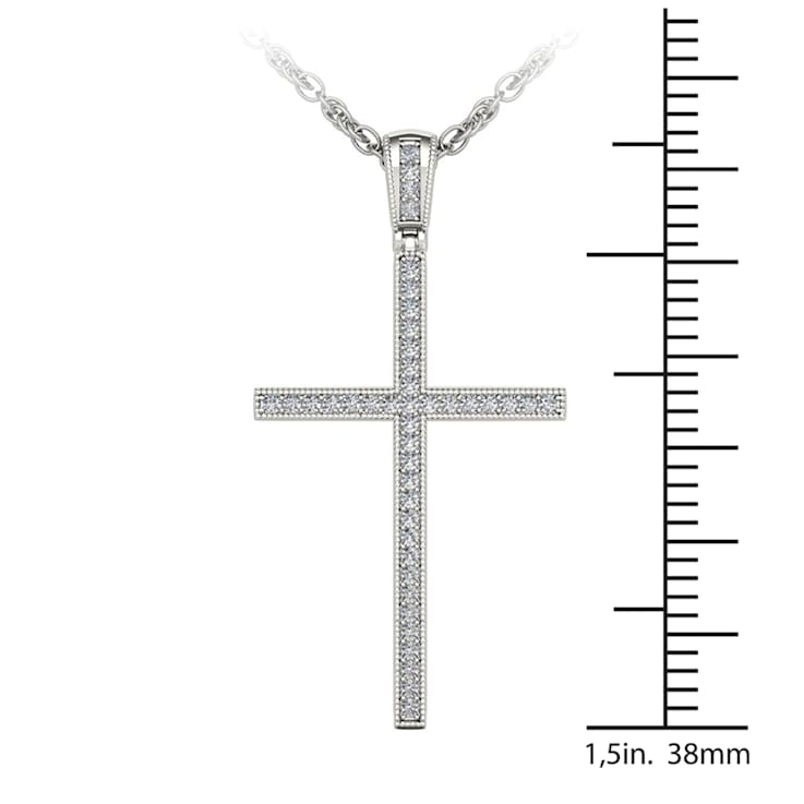 10K White Gold Diamond Cross Pendant Rope Chain Necklace for Women
18inch (1/6Ct/ I2,H-I)