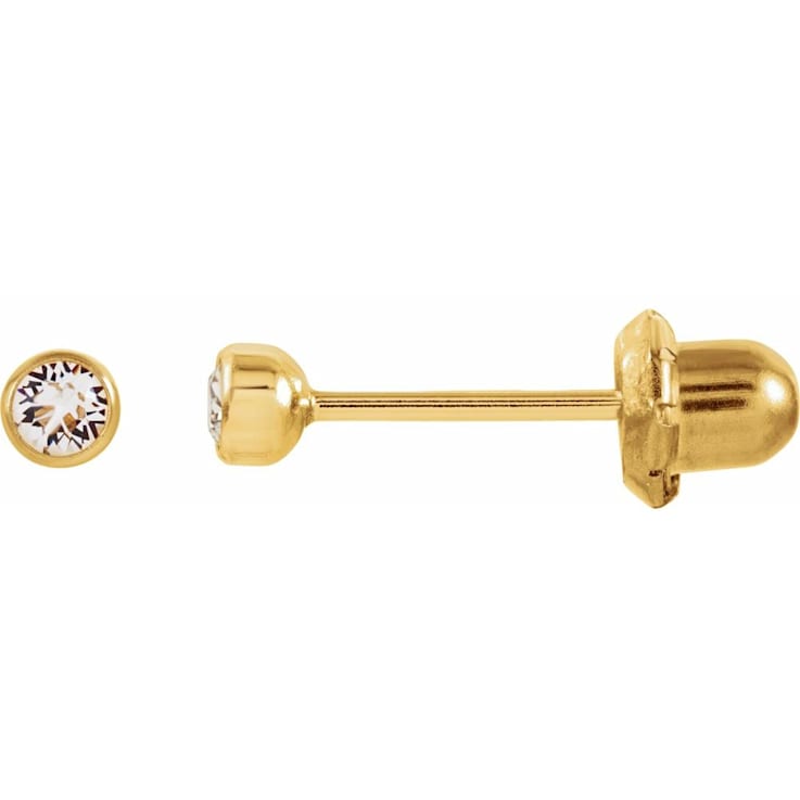 14K Yellow Gold Imitation Crystal Piercing Earrings 14K Yellow Gold Imitation Crystal Piercing Earrings