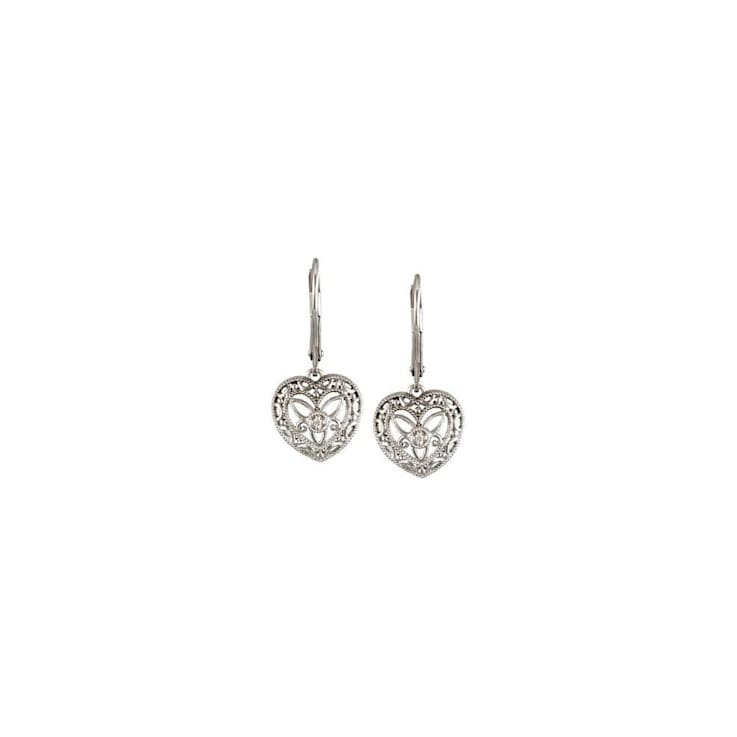 Sterling Silver .02 CTW Diamond Lever Back Dangle Earrings for Women
