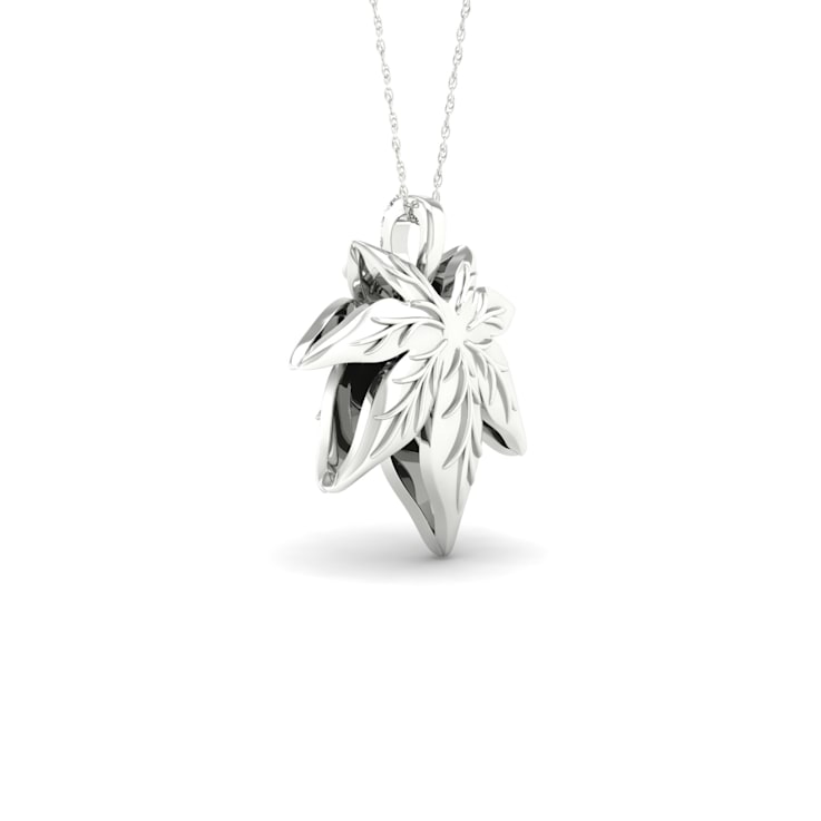 Diamond2Deal 14k White Gold Over Sterling Silver 0.05 Ct Diamond Leaf
Pendant With Chain 18"