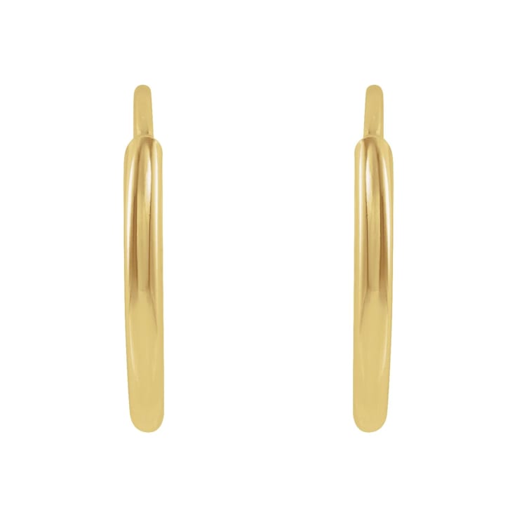 14K Yellow Gold 10 mm Flexible Endless Huggie Hoop Earrings for Women