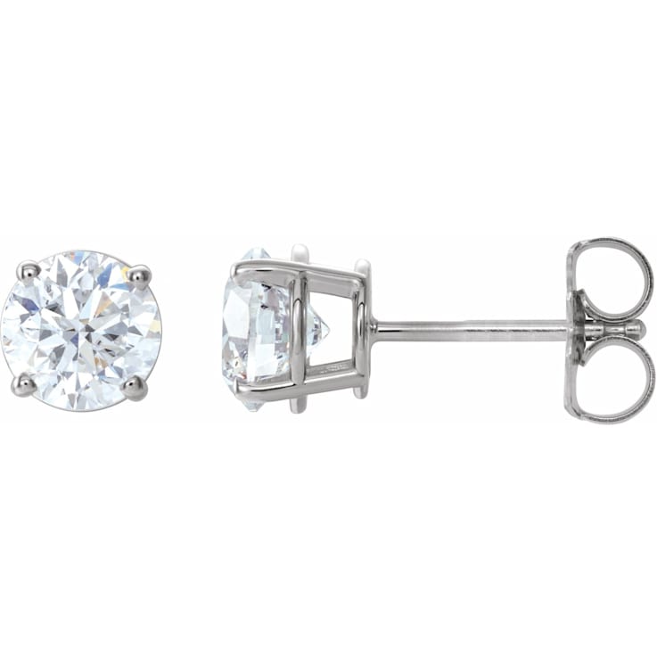 Diamond2Deal 14K White Gold 1 1/2 CTW Natural Diamond Stud Earrings for
Women with Friction Post