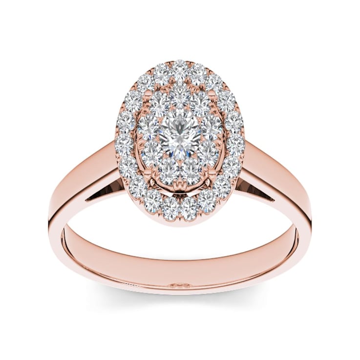 10K Rose Gold .33ctw Diamond Halo Engagement Wedding Ring (
I2-Clarity-H-I-Color )