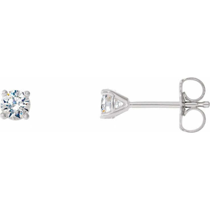 14K White Gold 1/5ctw Round Cut Natural Diamond Earrings for Women