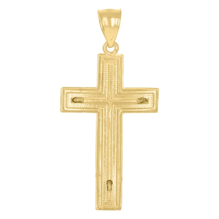 Diamond2Deal 10K Two-Tone Gold Crucifix Cross Pendant for Men 17ZWSA