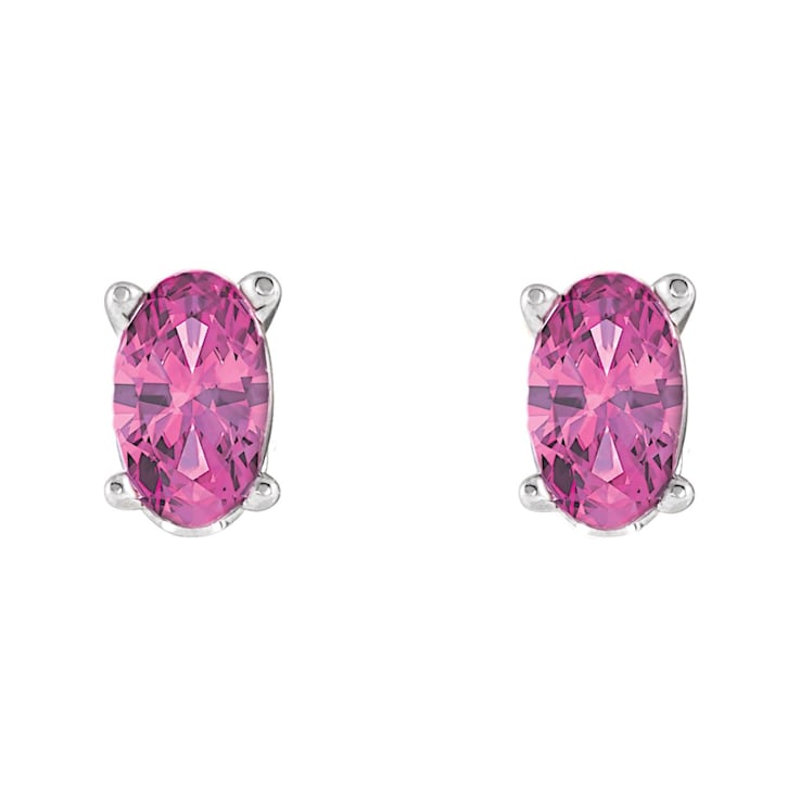 14K White Gold Pink Tourmaline Stud Earrings for Women