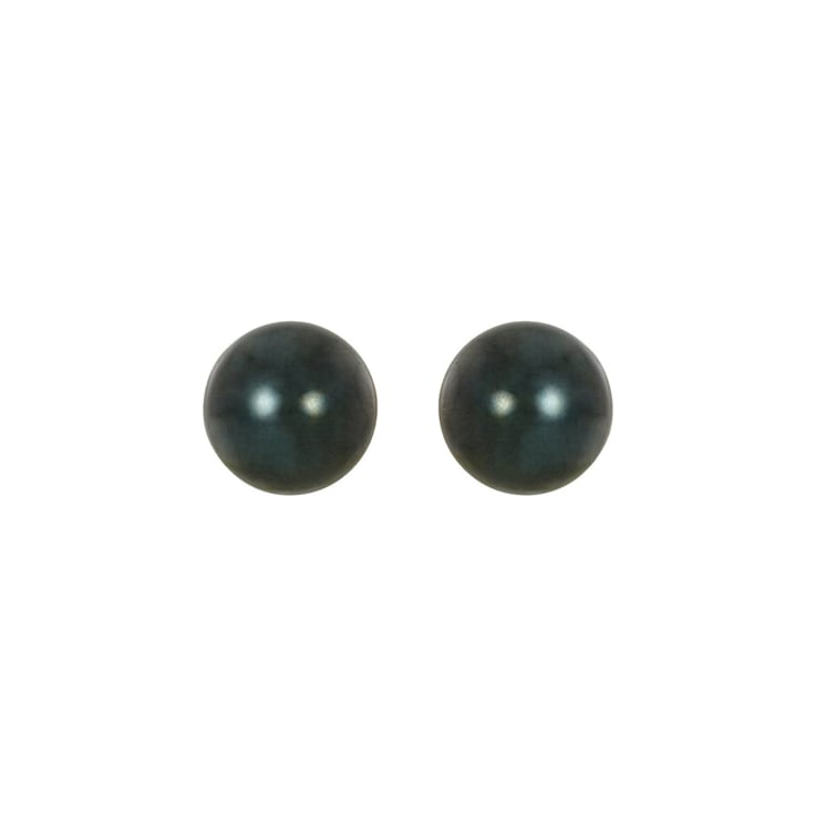 14K White Gold 7 mm Black Akoya Cultured Pearl Stud Earrings with
Frication Back