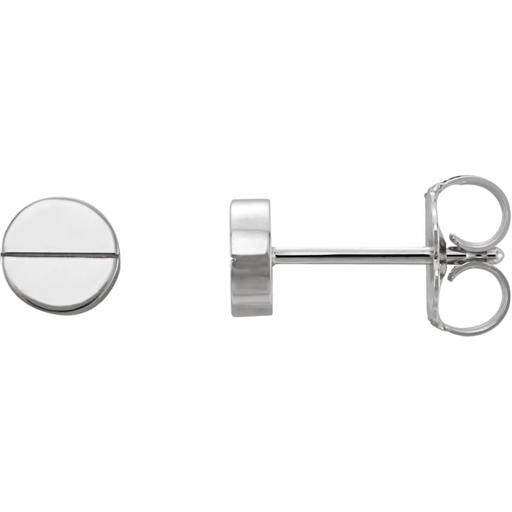14K White Gold Geometric Friction Post and Back Earrings for Women