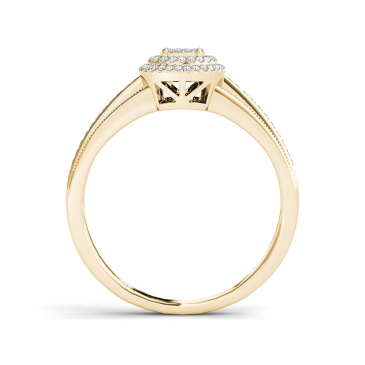 14K Yellow Gold .20ctw Round Diamond Halo Engagement Wedding Ring (Color
H-I, Clarity I2)