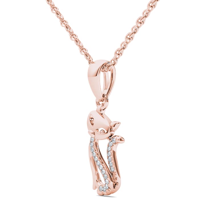 10K  Rose Gold Diamond Cat Pendant Rope Chain Necklace for Women 18inch
(1/20ct / I2,H-I)