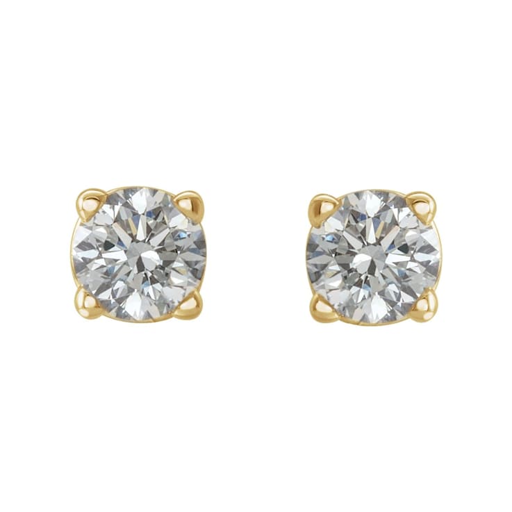 14K Yellow Gold 1/5 CTW Natural Diamond Stud Earrings for Women with
Friction Post