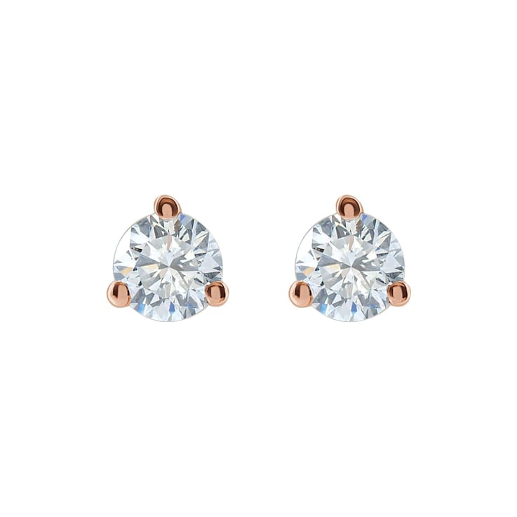 14K Rose Gold 3/4ctw Lab-Grown Diamond Stud Earrings