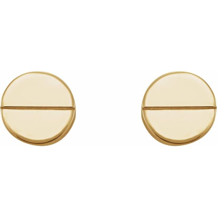 14K Yellow Gold Geometric Friction Post and Back Earrings for Women