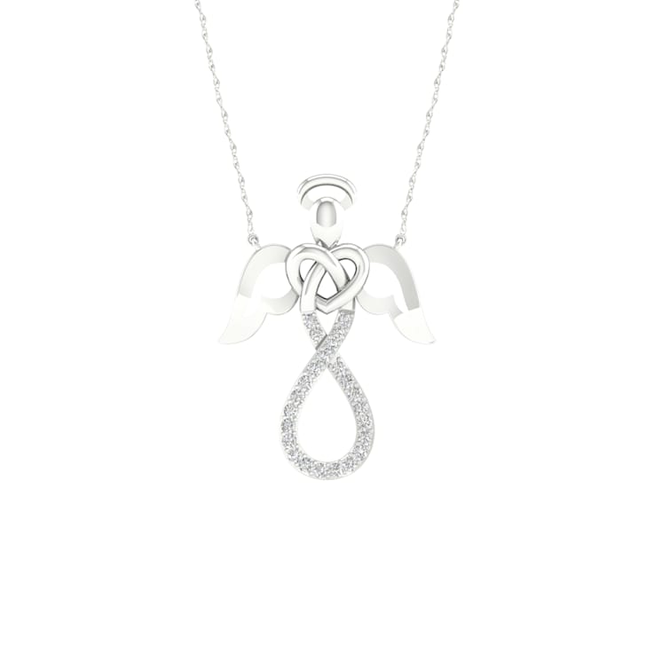 Sterling Silver Diamond Infinity Heart Pendant With 18 Inch Chain (H-I
Color, I2 Clarity)(0.08 ctw)