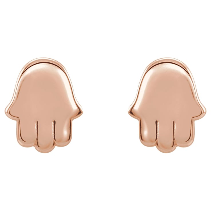 14K Rose Gold Hamsa Stud Earrings for Women