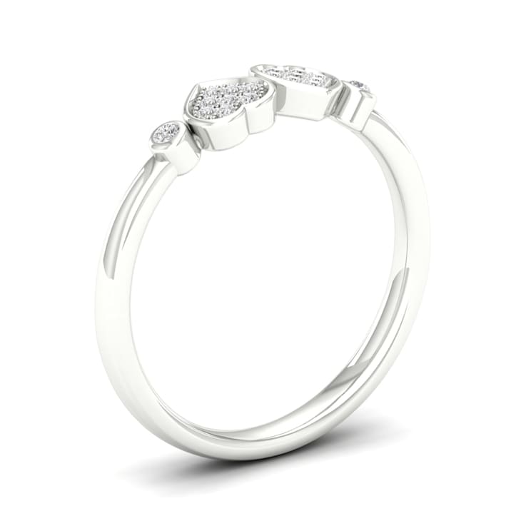 10K White Gold .05ctw Round Diamond Double Heart Love Ring (0.05 cttw,
Color H-I, Clarity I2)