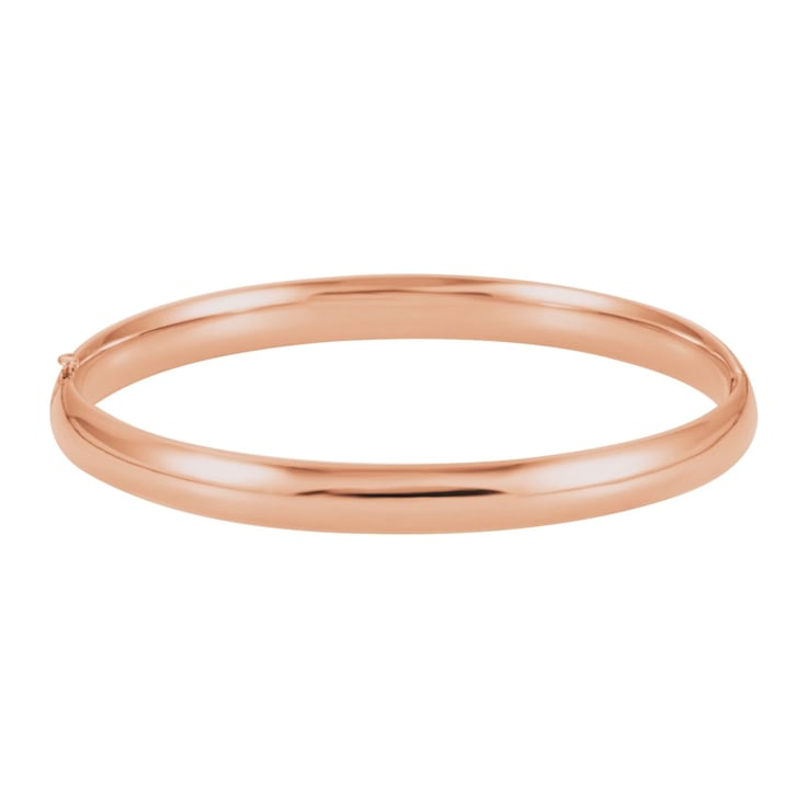 Diamond2Deal 14K Rose Gold 6.5 mm Hinged Bangle Bracelet for Women