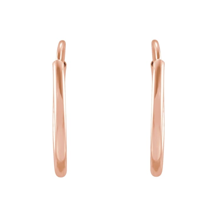 14K Rose Gold 12 mm Flexible Endless Huggie Hoop Earrings for Women