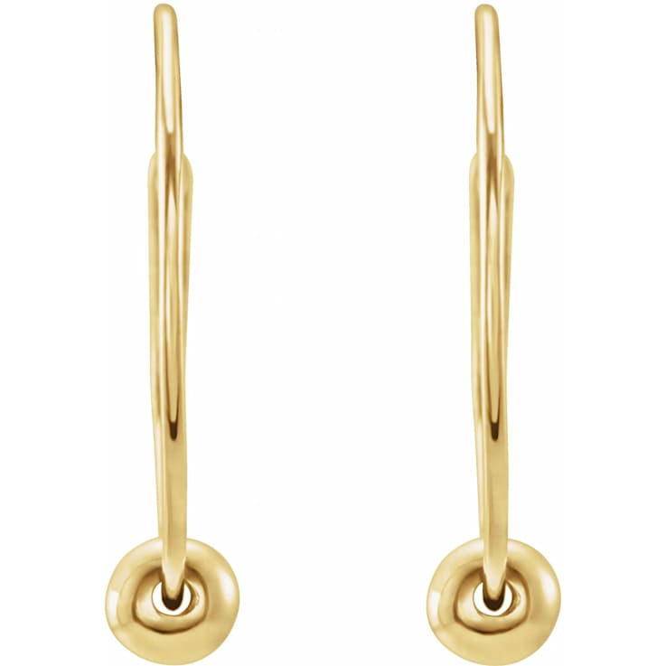 14K Yellow Gold Bead Hoop Earrings for Women