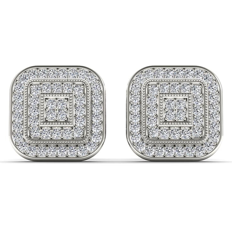 10k White Gold 1/4ctw Round Diamond Womens Square Stud Earrings ( H-I
Color, I2 Clarity )