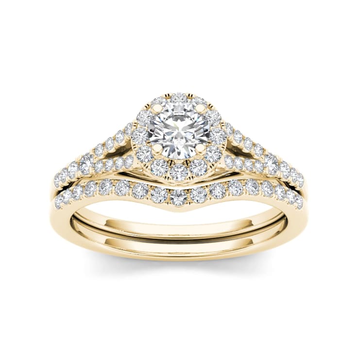 10K Yellow Gold .75ctw Diamond Ladies Round Halo Engagement Ring (
I2-Clarity-H-I-Color )