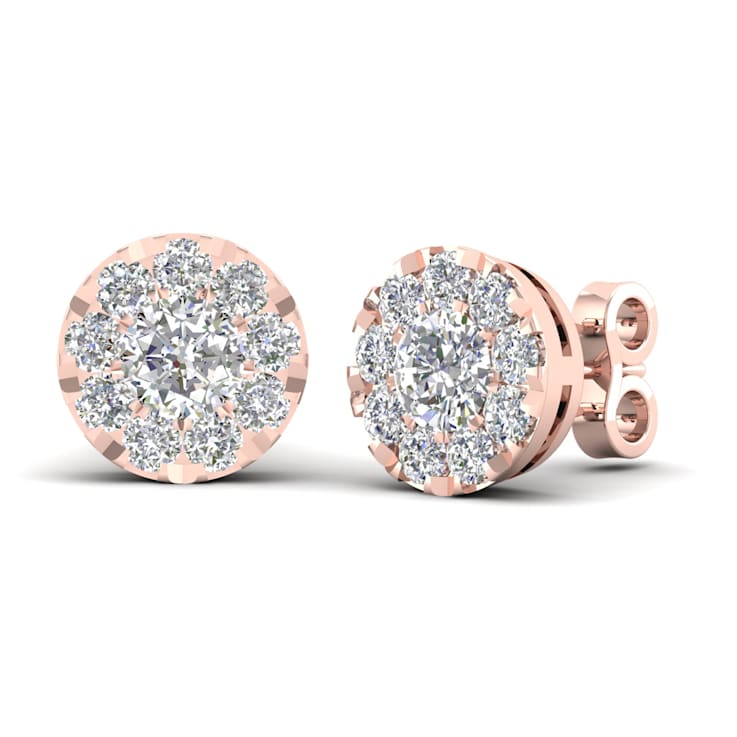 10k Rose Gold 1ctw Diamond Womens Round Stud Earrings ( H-I Color, I2
Clarity )