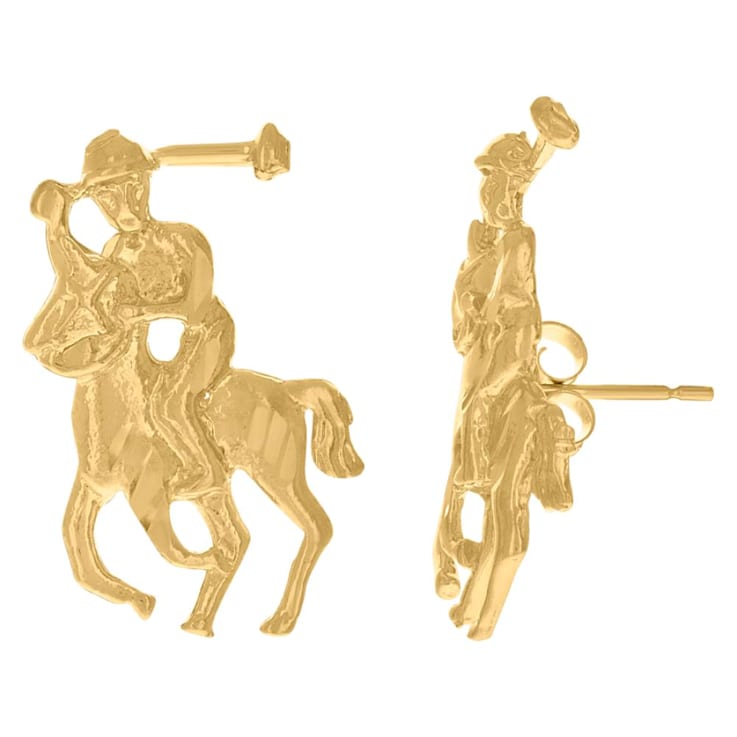 Diamond2Deal 10k Yellow Gold Sports Polo Stud Earrings for Men