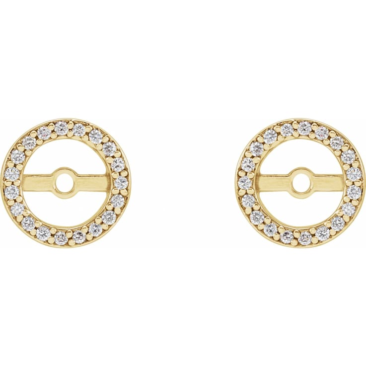 Diamond2Deal 14K Yellow Gold 1/8ctw Round  Diamond Earring Jackets with
5.3 mm Inside Diameter