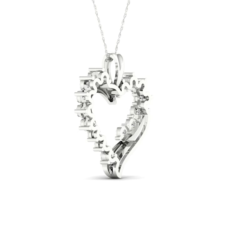 925 Sterling Silver Diamond Heart Pendant Rope Chain Necklace for Women
18inch (1/20ct / I2,H-I)