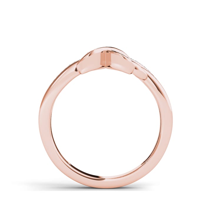 10k Rose Gold Round Cut H-I, I2 Natural Diamond Crossover Ring Women 0.08ctw
