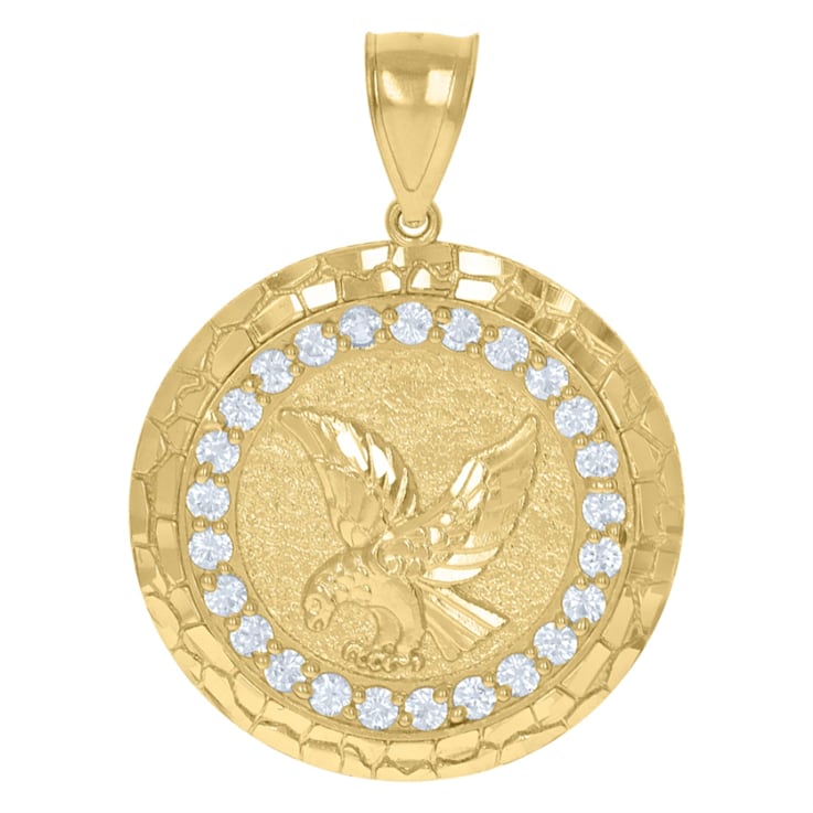 Diamond2Deal 10k Yellow Gold Cubic-Zirconia Medallion Eagle Bird
Wildlife Charm Pendant for Mens