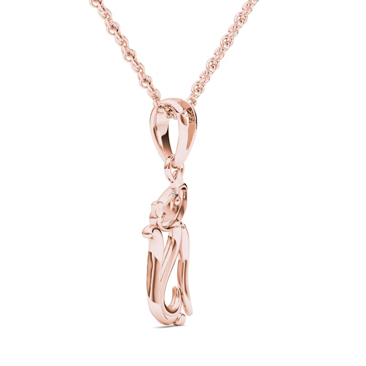 10K  Rose Gold Diamond Cat Pendant Rope Chain Necklace for Women 18inch
(1/20ct / I2,H-I)