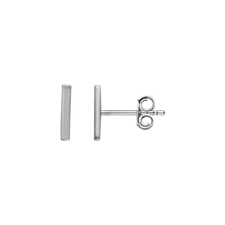 14K White Gold Vertical Bar Stud Earrings with Friction Back
