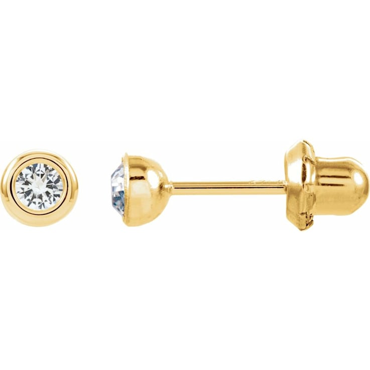 14K Yellow Gold Imitation Crystal Piercing Earrings 14K Yellow Gold Imitation Crystal Piercing Earrings
