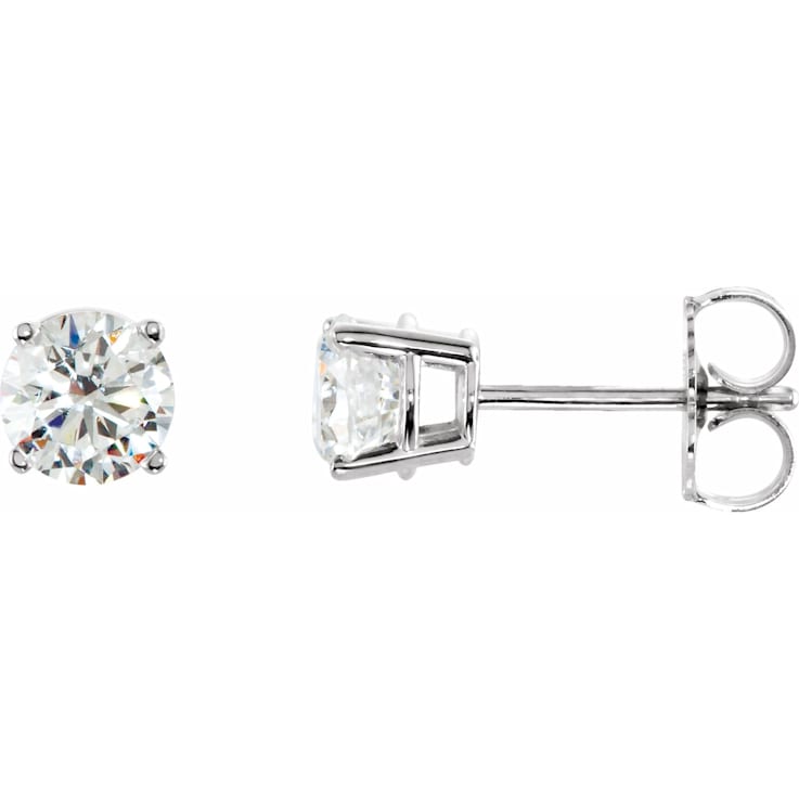 Sterling Silver 6 mm White Cubic Zirconia Earrings for Women with
Friction Post