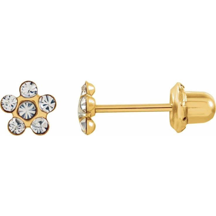 Diamond2Deal 14k Yellow Gold Imitation White Crystal Birthstone Piercing
Stud Earrings for Women