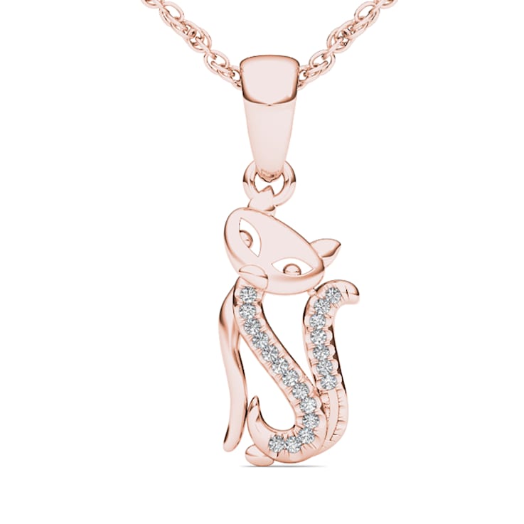 Rose gold cat pendant deals