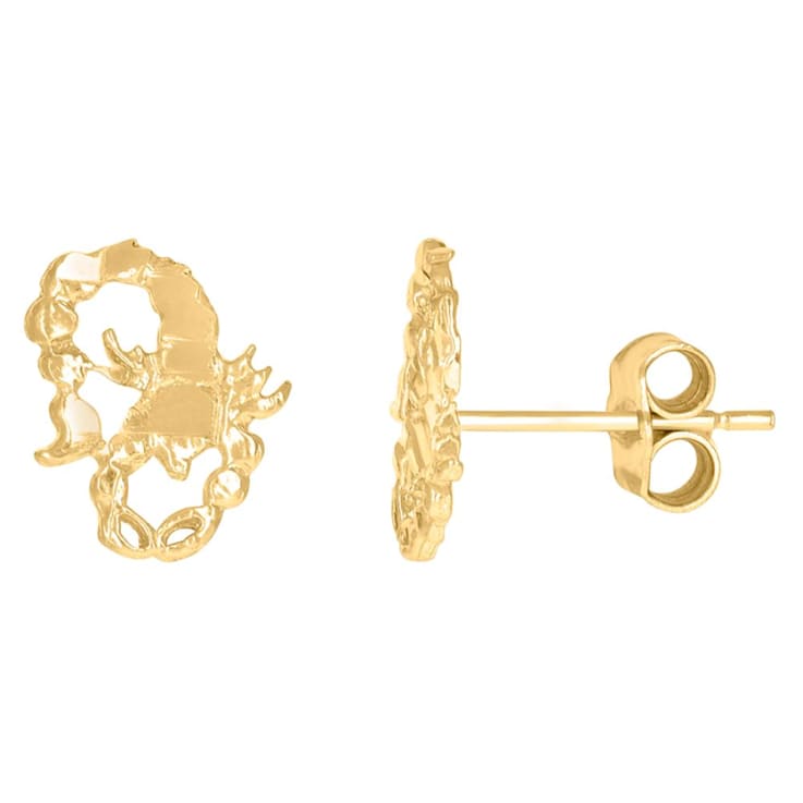 Diamond2Deal 10k Yellow Gold Scorpion Stud Earrings for Men